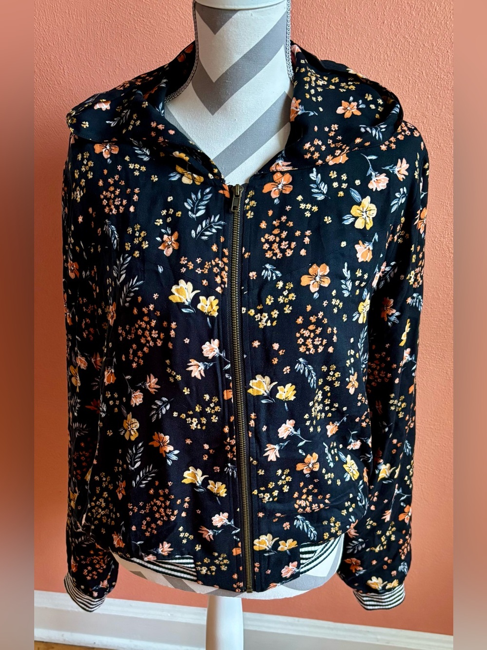 Saltwater LUXE Black Floral Bomber Jacket